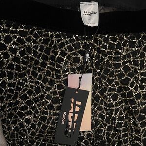 JADED London Black Mesh legging pants with Gold Glitter Web